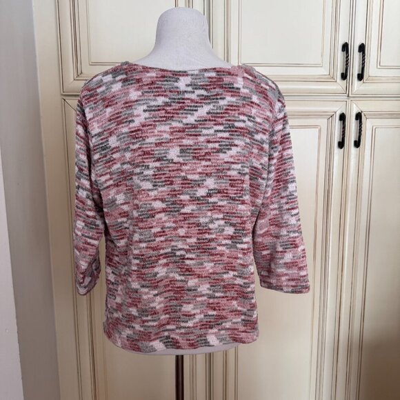 Alfred Dunner V-Neck Sweater - Alpine Lodge Blush - Size PL - Picture 3 of 4